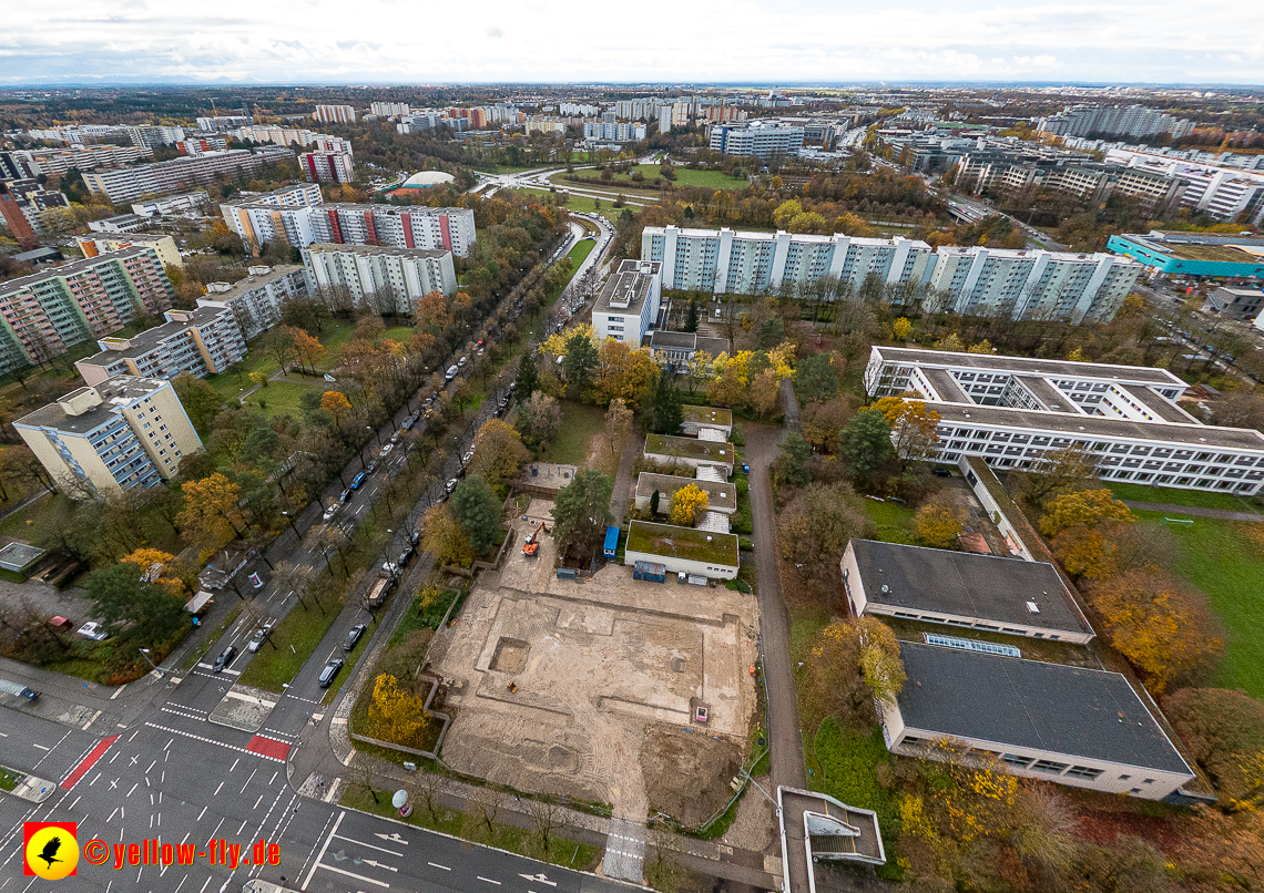 19.11.2022 - Luftbilder von der Baustelle an der Quiddestraße 'Haus für Kinder' in Neuperlach